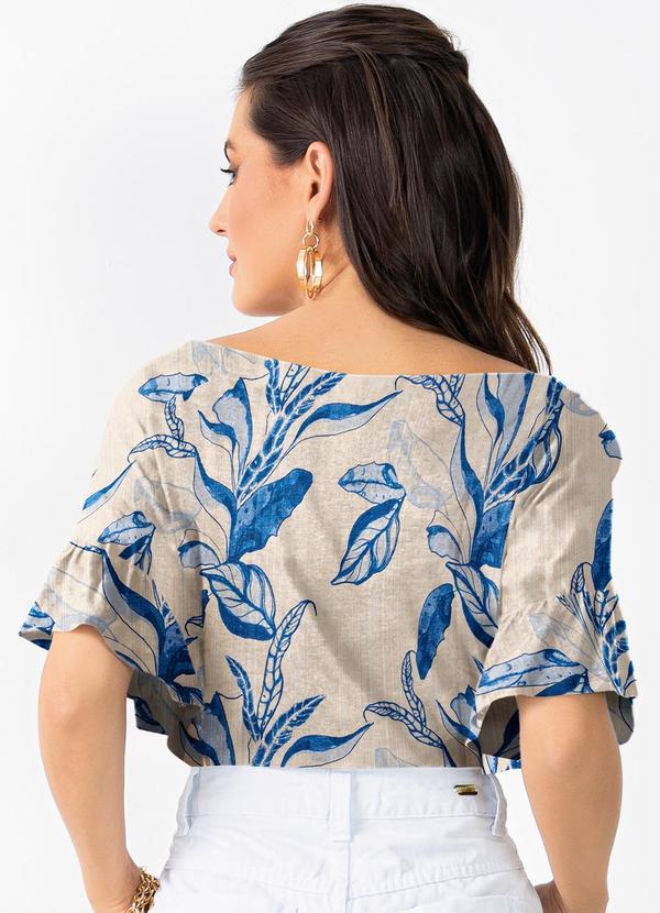 Quintess - Blusa Folhagem Azul em Malha de Viscose 2