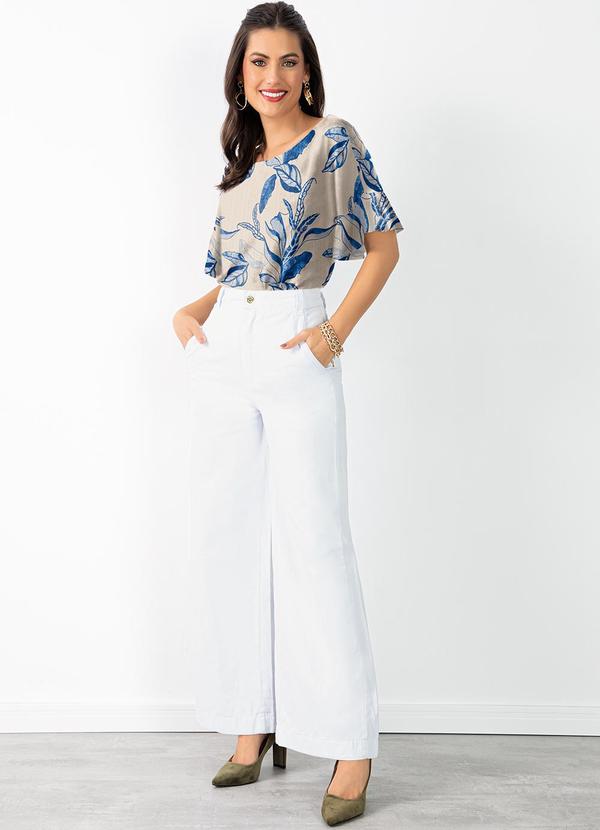 Quintess - Blusa Folhagem Azul em Malha de Viscose 3