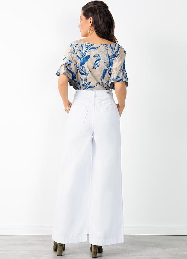 Quintess - Blusa Folhagem Azul em Malha de Viscose 4