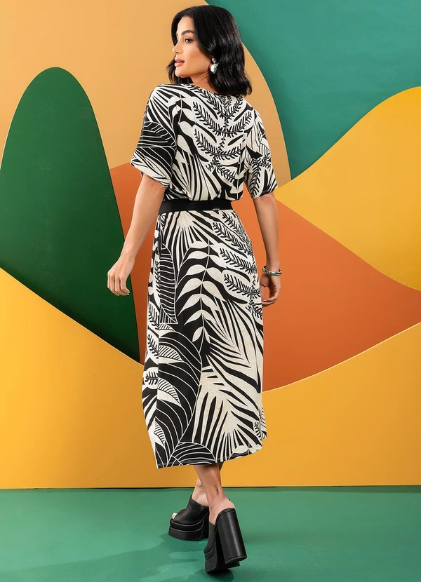 Quintess - Blusa Folhagem Linho em Malha de Viscose