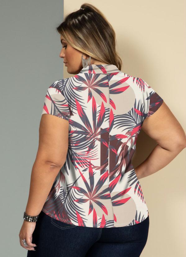 Quintess - Blusa Folhagem Marrom com Gola 6