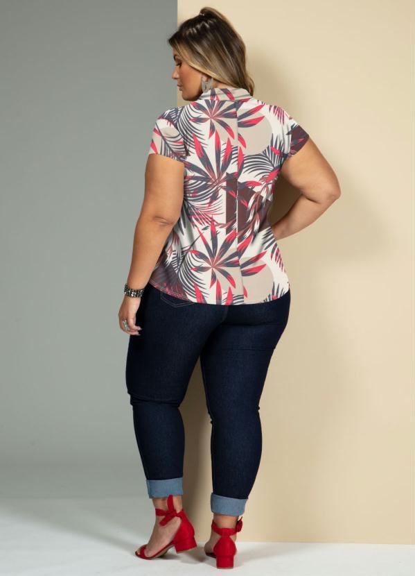 Quintess - Blusa Folhagem Marrom com Gola 8