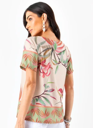 Quintess - Blusa Folhagem Off White em Malha Fria - QUINTESS
