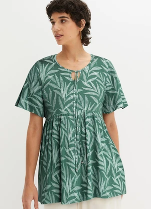 bonprix - Blusa Folhagem Pontilhada em Malha de Viscose - BONPRIX