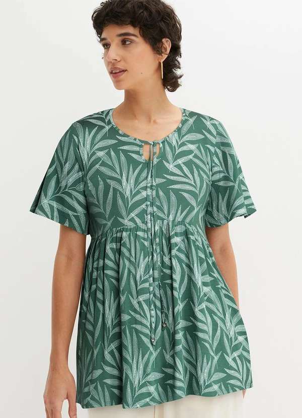 bonprix - Blusa Folhagem Pontilhada em Malha de Viscose