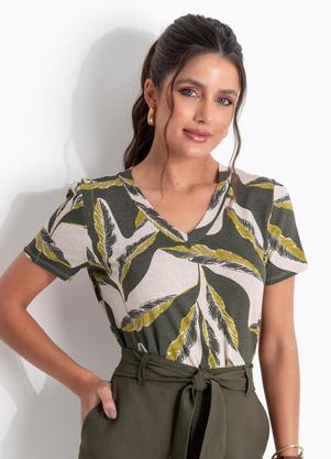 Blusa (Folhagem Verde) em Malha de Viscose