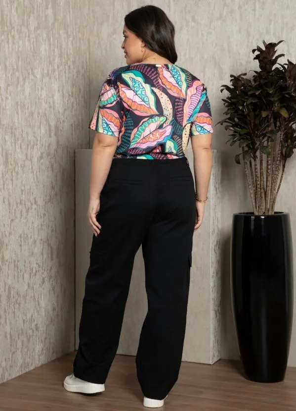 Quintess - Blusa Folhas Color com Transpasse 2