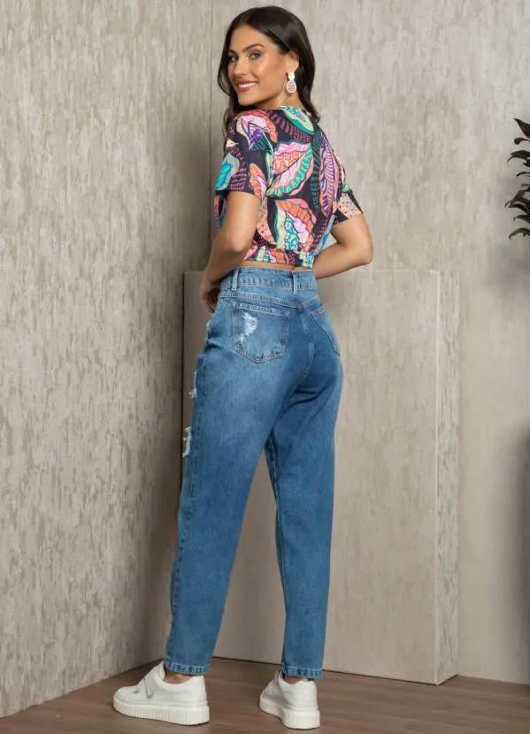 Quintess - Blusa Folhas Color com Transpasse 6