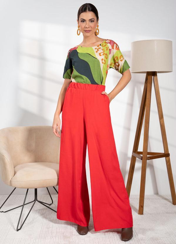 Quintess - Blusa Folhas Coloridas em Viscose Plana 5