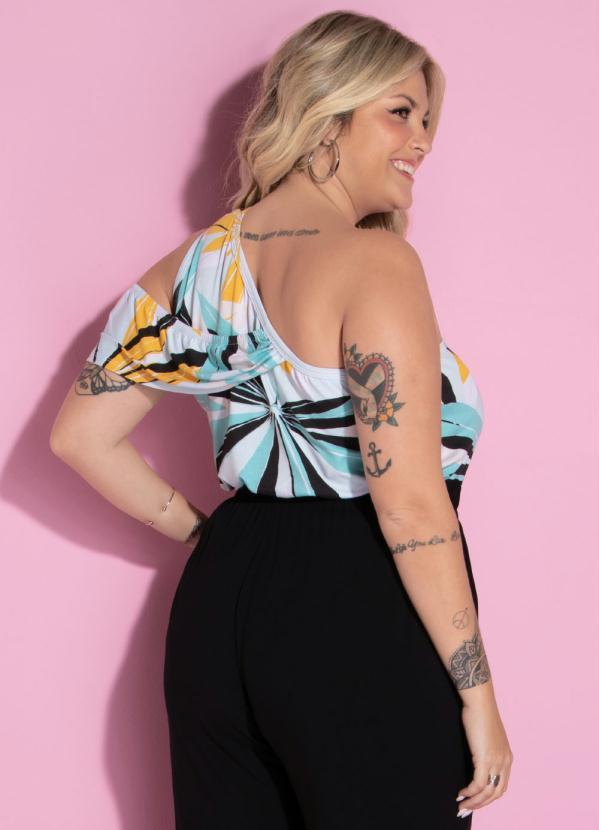 Quintess - Blusa Folhas com Elástico na Manga 6