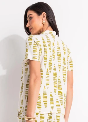 Quintess - Blusa Folhas Listradas em Malha de Viscose - QUINTESS