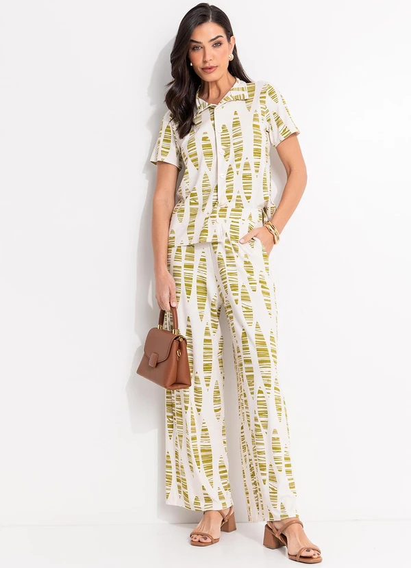 Quintess - Blusa Folhas Listradas em Malha de Viscose 5