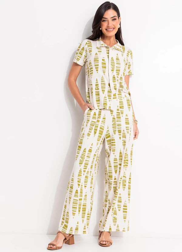 Quintess - Blusa Folhas Listradas em Malha de Viscose 2