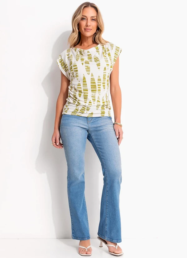 Quintess - Blusa Folhas Listradas em Malha de Viscose 3