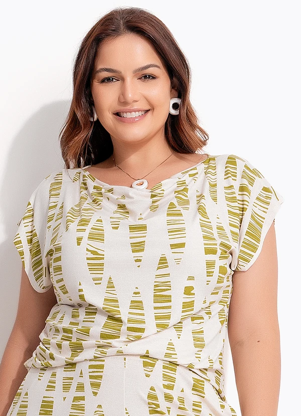 Quintess - Blusa Folhas Listradas em Malha de Viscose 5