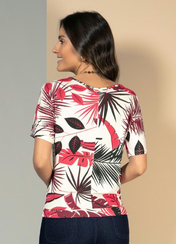 Quintess - Blusa Folhas Vermelhas com Franzido na Frente 2