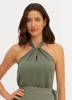 Principessa - Blusa Frente Única em Crepe Verde Oliva Petra - PRINCIPESSA