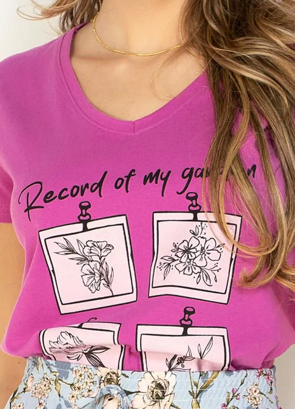 Moda Pop - Blusa Fúcsia com Estampa Localizada 3