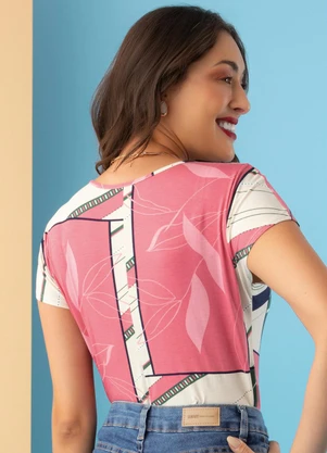 Blusa (Geométrica e Folhas) Rovitex - ROVITEX