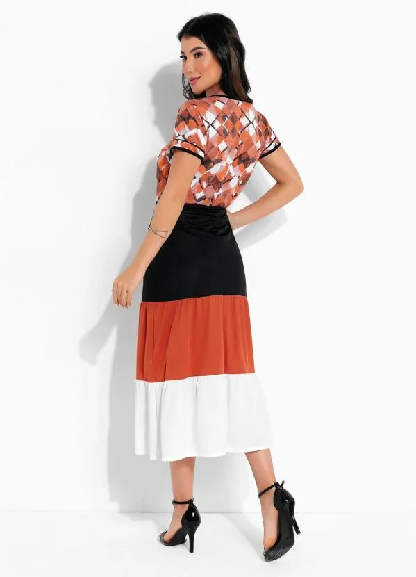 Rosalie - Blusa Geométrico Laranja 4