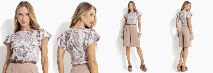 Blusa Geomtrico Listrado em Canelado