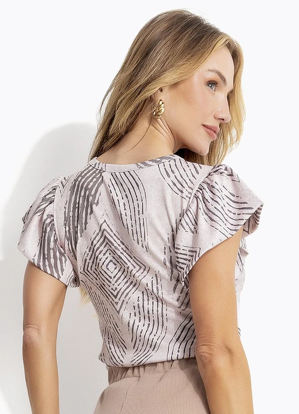 Quintess - Blusa Geométrico Listrado em Canelado 6