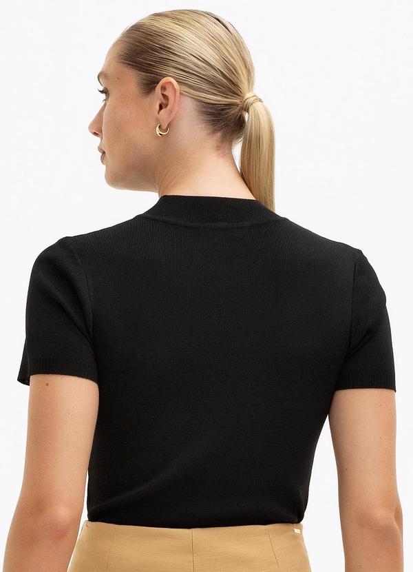 Principessa - Blusa Gola Alta de Tricot Manga Curta Preta Elfi 2