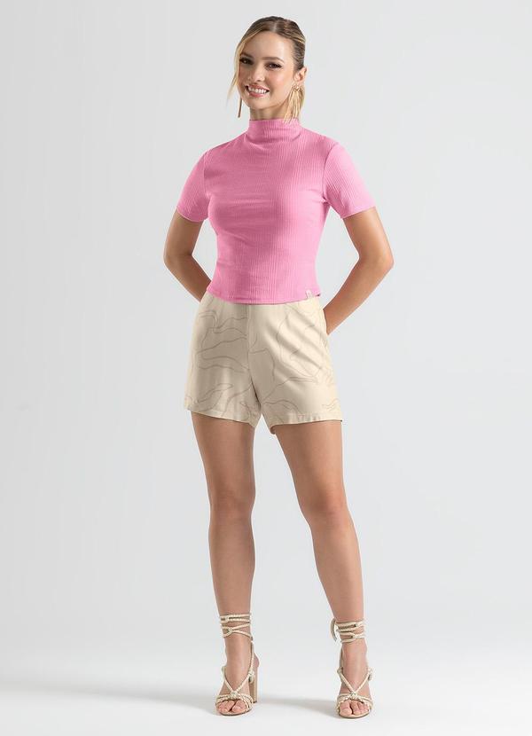 Cativa - Blusa Gola Alta em Canelado Rosa 4