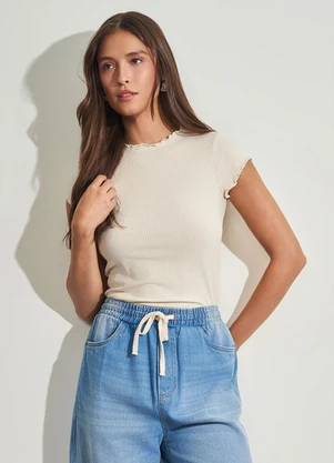 Sofie - Blusa Gola Alta em Ribana Branco - SOFIE