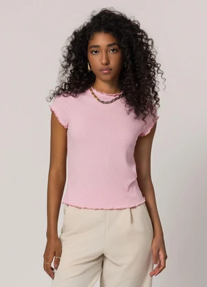 Sofie - Blusa Gola Alta em Ribana Rosa - SOFIE