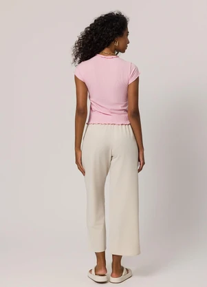 Sofie - Blusa Gola Alta em Ribana Rosa - SOFIE