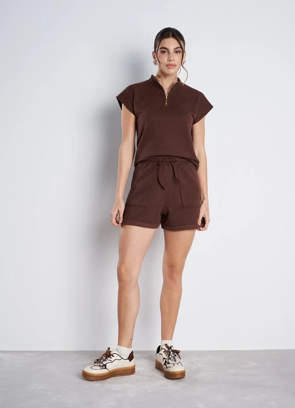 Meu Jeans - Blusa Gola Alta Moletinho Marrom 3