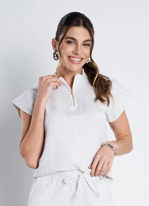 Meu Jeans - Blusa Gola Alta Moletinho Mescla Banana