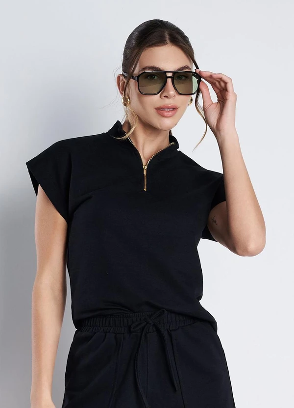 Meu Jeans - Blusa Gola Alta Moletinho Preto