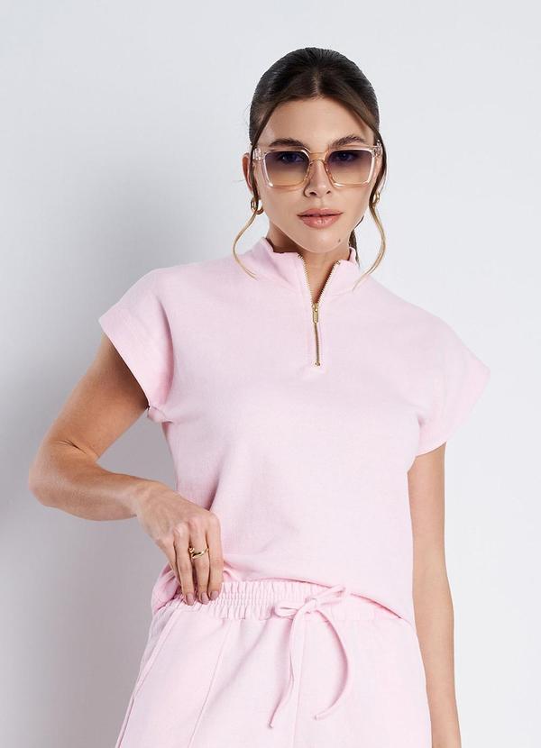 Meu Jeans - Blusa Gola Alta Moletinho Rosa Bebê 1