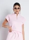 Meu Jeans - Blusa Gola Alta Moletinho Preto - variação: Rosa Bebê