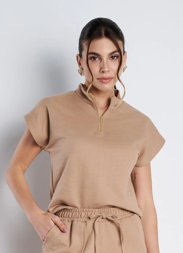 Meu Jeans - Blusa Gola Alta Moletinho Terra