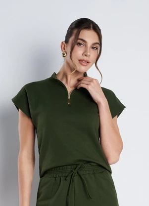 Meu Jeans - Blusa Gola Alta Moletinho Verde Militar - MEU JEANS