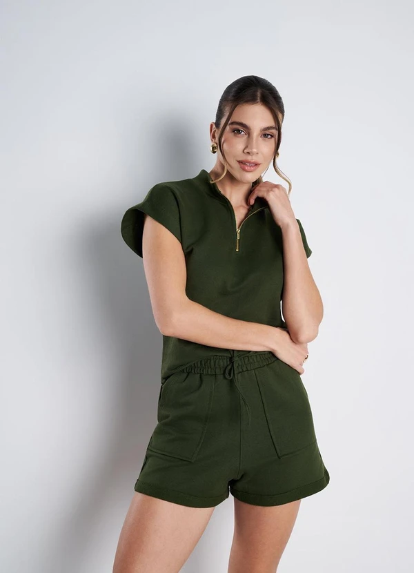Meu Jeans - Blusa Gola Alta Moletinho Verde Militar 4