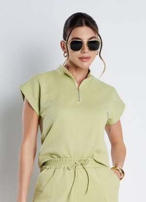 Meu Jeans - Blusa Gola Alta Moletinho Verde Oliva - MEU JEANS