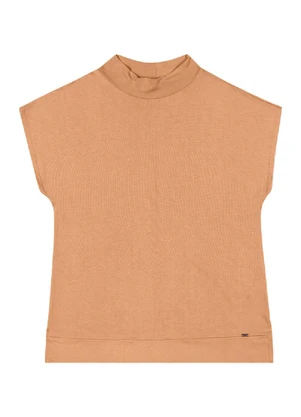 Outlet - Blusa Gola Alta Recorte Feminino Marrom - OUTLET