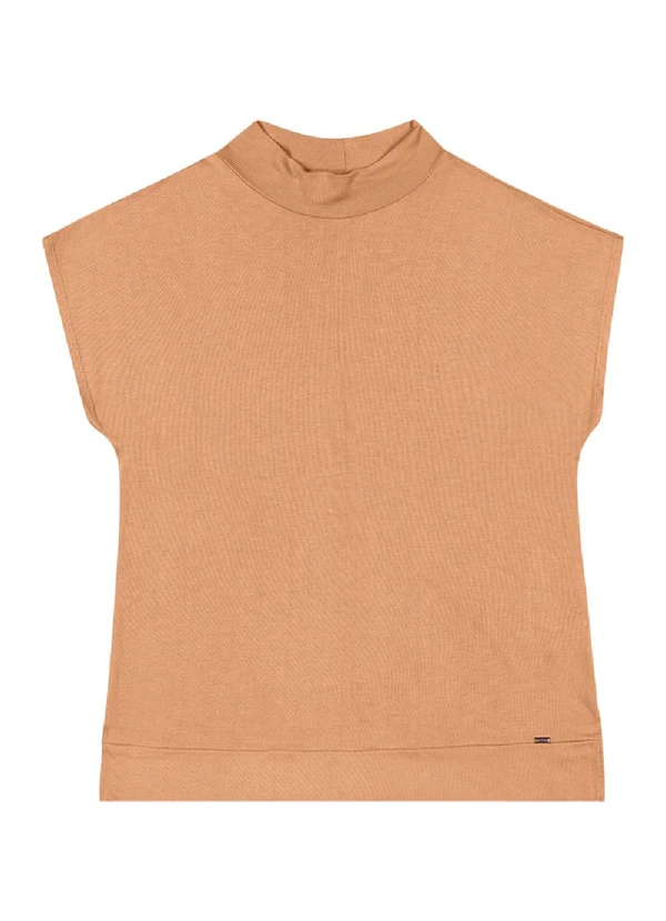 Outlet - Blusa Gola Alta Recorte Feminino Marrom