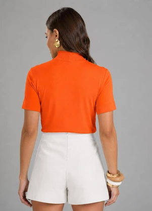 Endless - Blusa Gola Alta Viscotrico Básica Laranja - ENDLESS