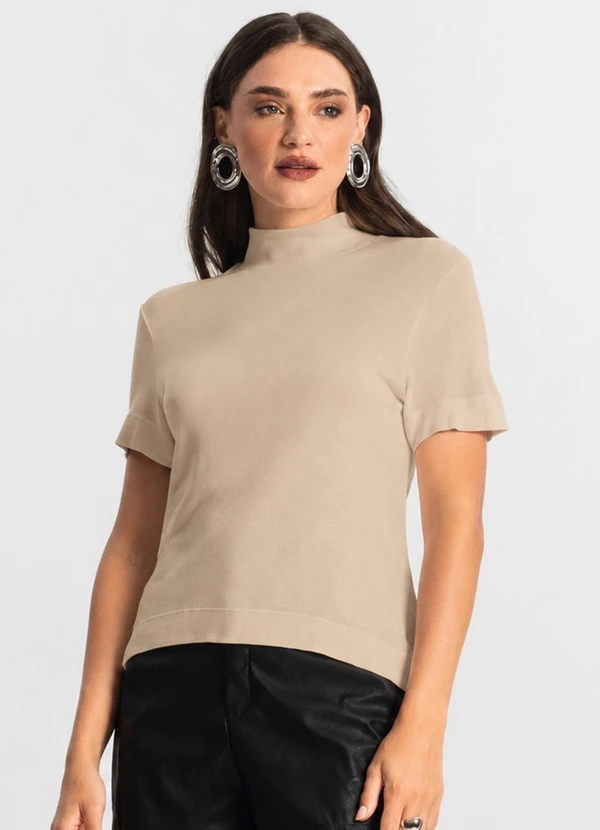 Endless - Blusa Gola Alta Viscotrico Básica Marrom