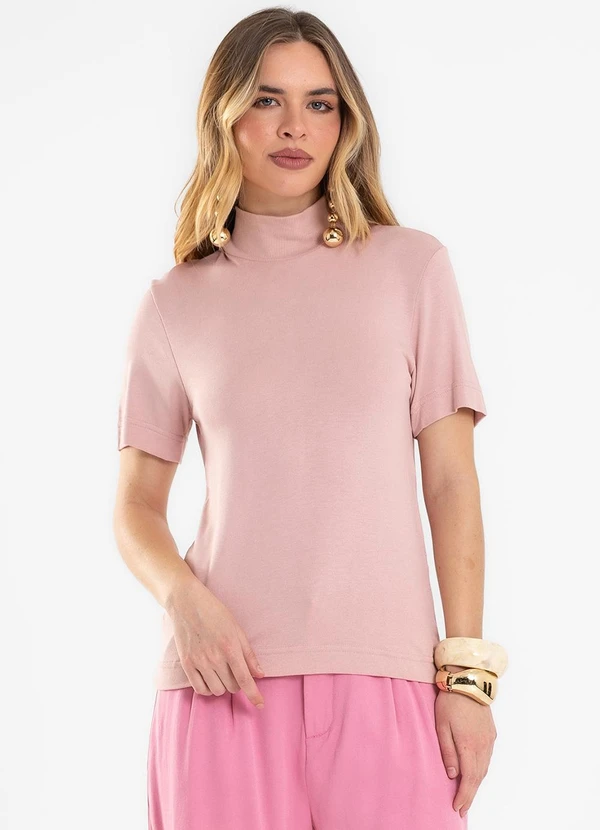 Endless - Blusa Gola Alta Viscotrico Básica Rosa