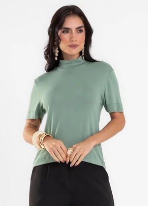 Endless - Blusa Gola Alta Viscotrico Básica Verde - ENDLESS