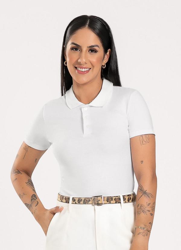 Cativa - Blusa Gola Polo em Cotton Branco