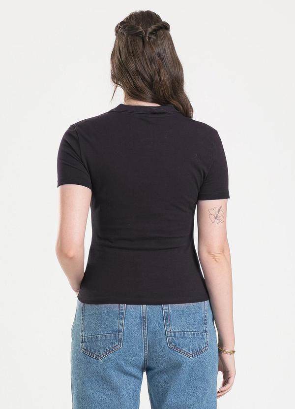 Cativa - Blusa Gola Polo em Cotton Preto 2