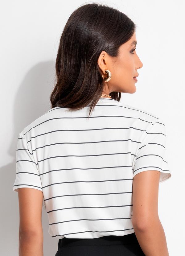 Bimini - Blusa Gola  V Listrado Off White 2