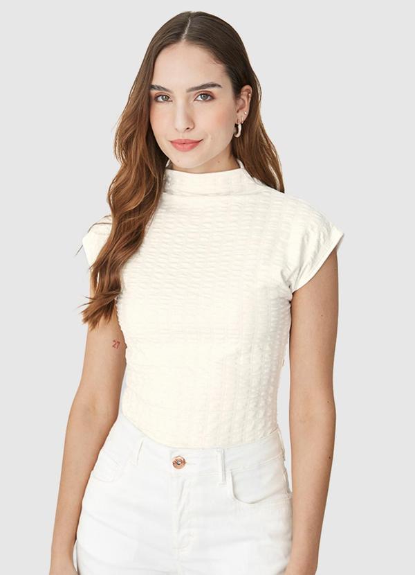 Malwee - Blusa Jacquard Texturizada Bege